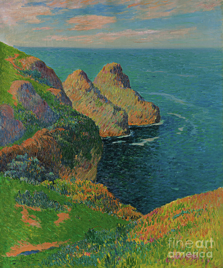 Les falaises au bord de la mer, 1895 Painting by Henry Moret