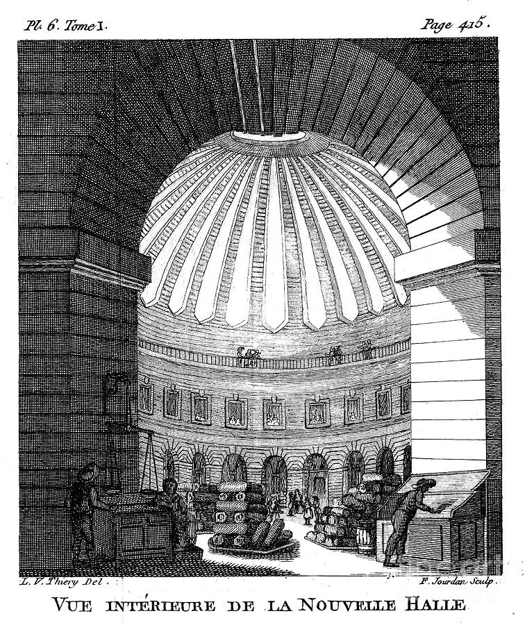 Les Halles, Paris, 1786. Artist F Drawing by Print Collector