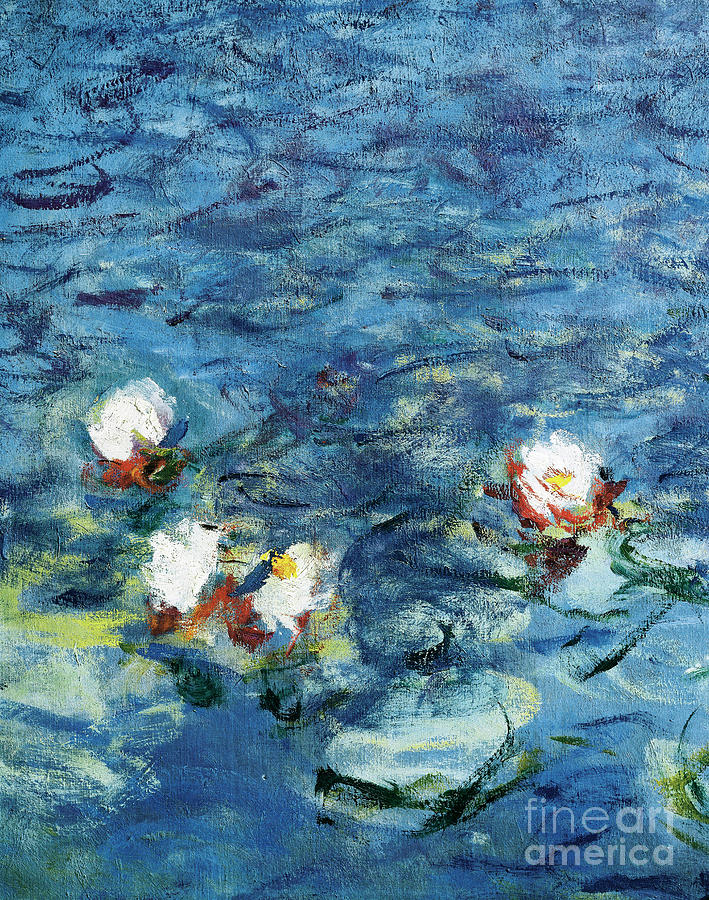 Les Nympheas Le Matin Detail Painting by Claude Monet