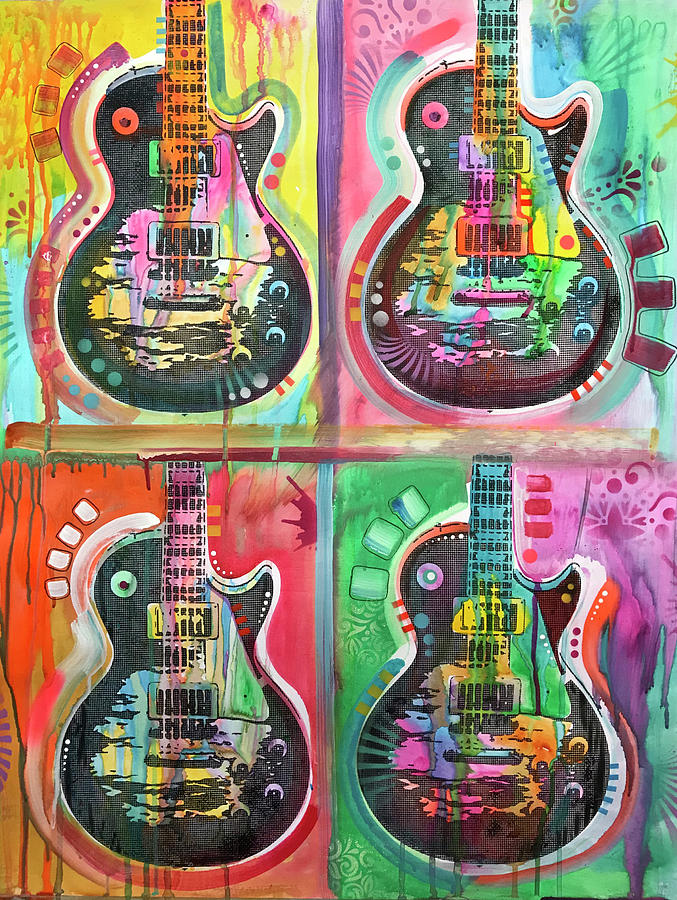 Guitar Mixed Media - Les Paul 4up by Dean Russo