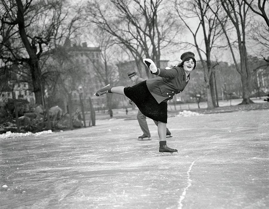 Leslie Jones - Ice skating, Public Garden Painting by Celestial Images