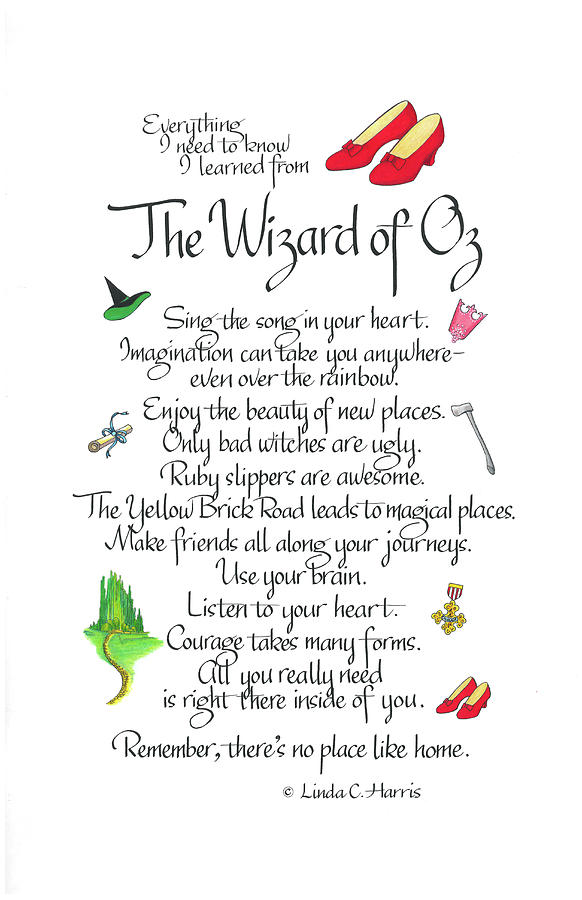 Lessons From The Wizard Of Oz Drawing By Linda Harris