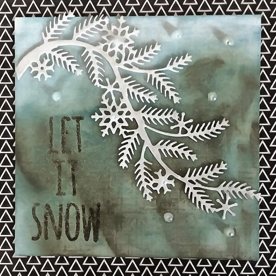 T-Shirts Acrylic Painting Let It Snow Greeting and Wintry Branch Let It Snow Greeting 3dRose Taiche 