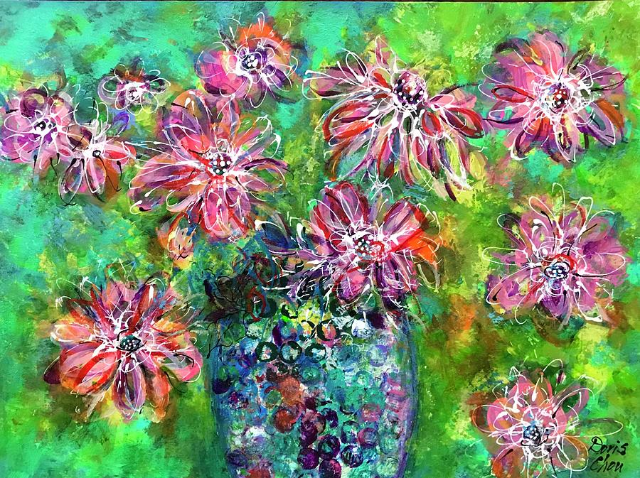 Flower Painting - Let love power us by Doris Chou