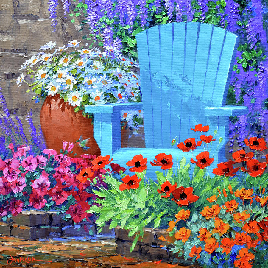 Garden Painting - Let Your Cares Slip Away by Mikki Senkarik Garden Painting - Let Your Cares Slip Away by Mikki Senkarik