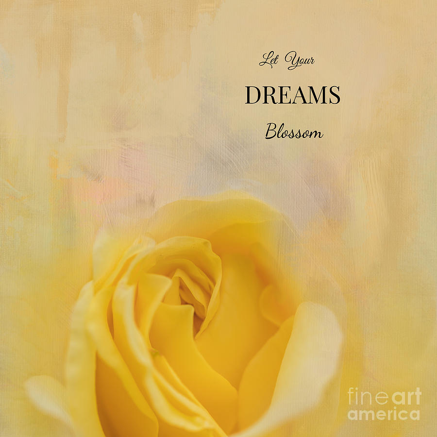 Yellow Rose Mixed Media - Let Your Dreams Blossom by Eva Lechner