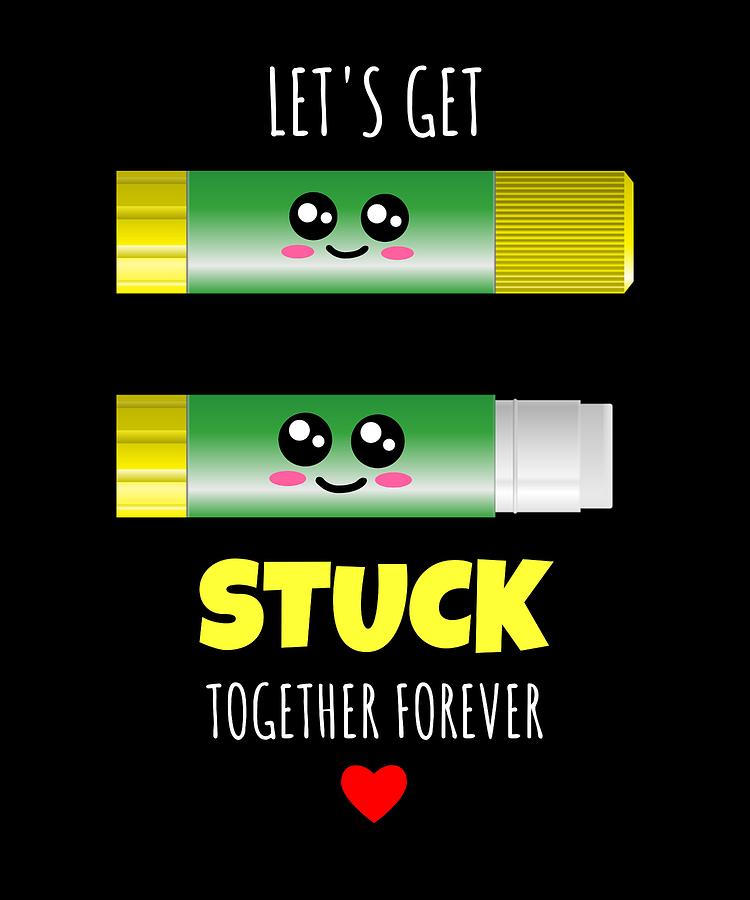 Lets Get Stuck Together Forever Cute Glue Stick Pun Duvet Cover by