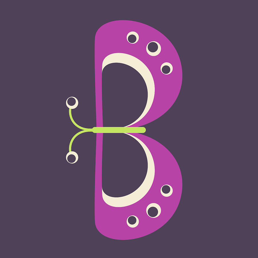Letter B - Animal Alphabet - Butterfly Monogram Digital Art by Jen Montgomery