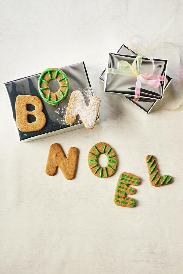 Letter Biscuits Spelling bon Noel Photograph by Arjan Smalen Photography