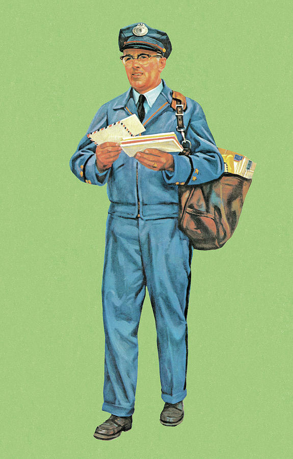 Vintage Drawing - Letter Carrier by CSA Images