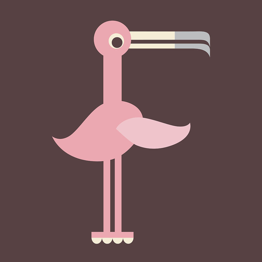 Letter F - Animal Alphabet - Flamingo Monogram Digital Art by Jen Montgomery