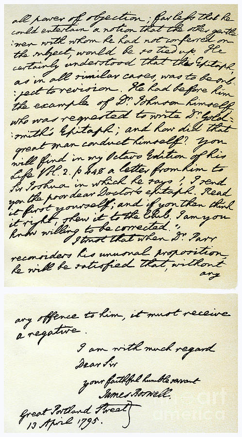 Letter From James Boswell To Edmond Drawing by Print Collector
