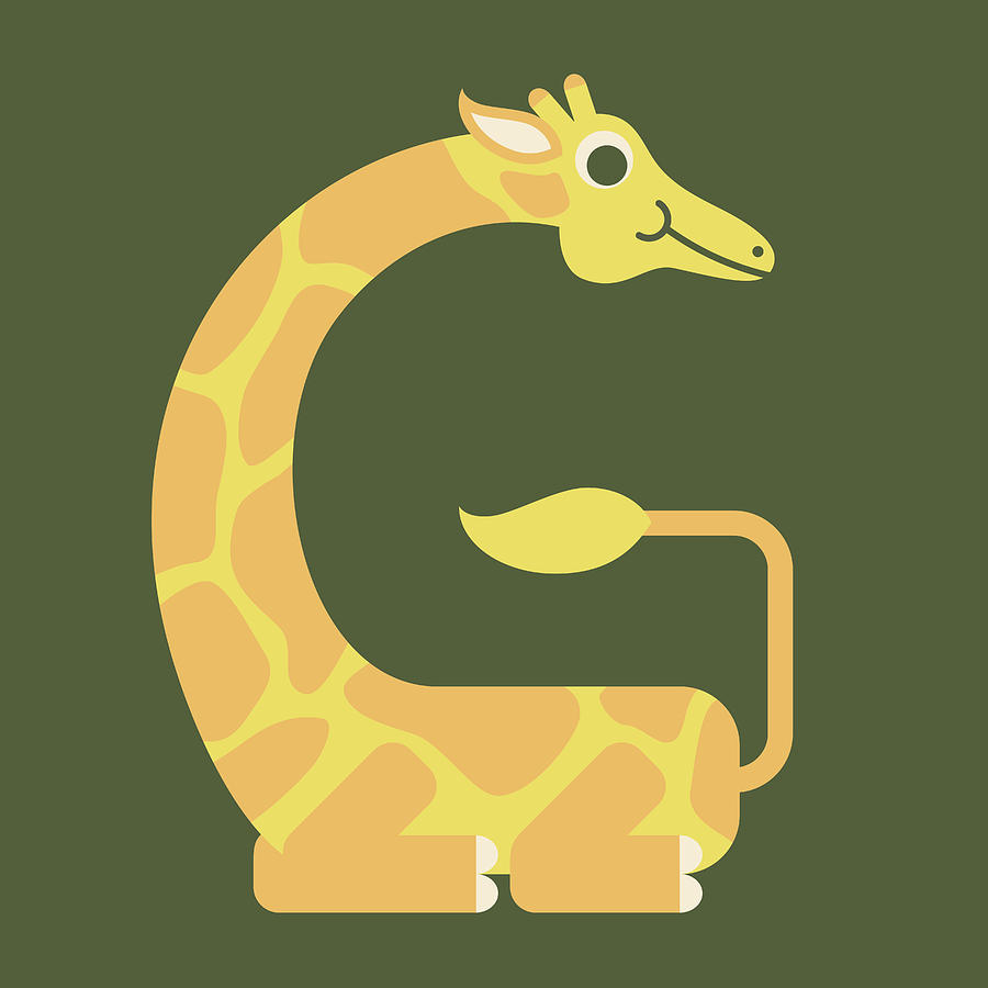 Letter G - Animal Alphabet - Giraffe Monogram Digital Art by Jen Montgomery
