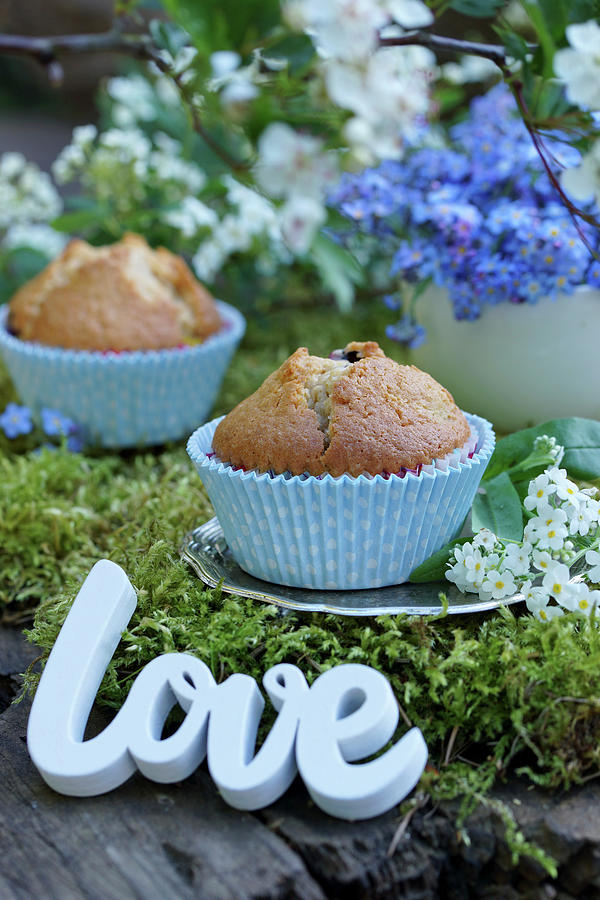 Lettering Spelling love Next To Muffins On Moss Photograph by Angelica Linnhoff