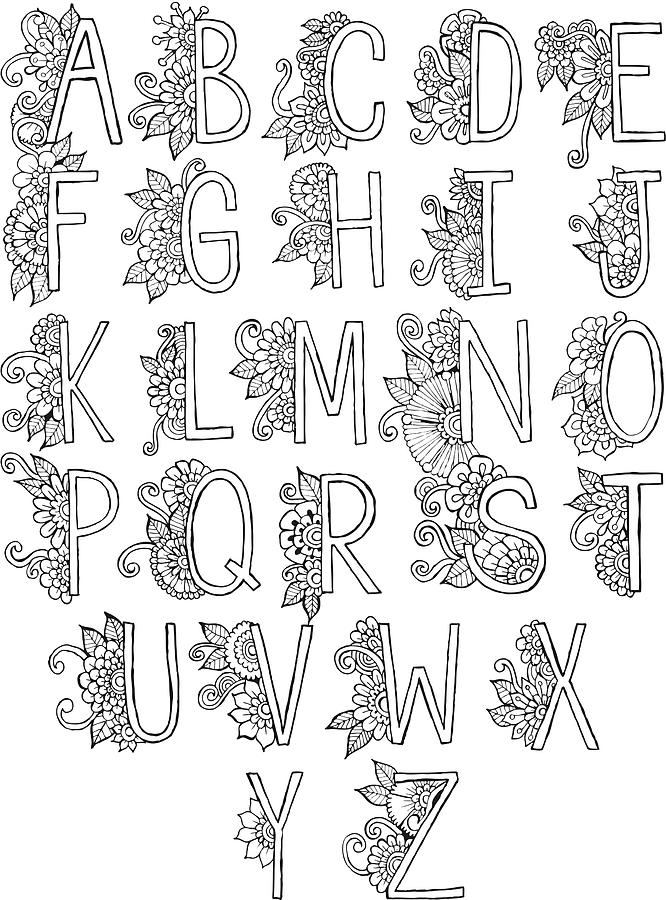 Coloring Digital Art - Letters & Words 1 by Hello Angel