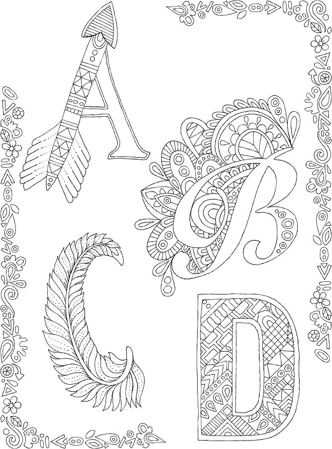 Coloring Digital Art - Letters & Words 24 by Hello Angel