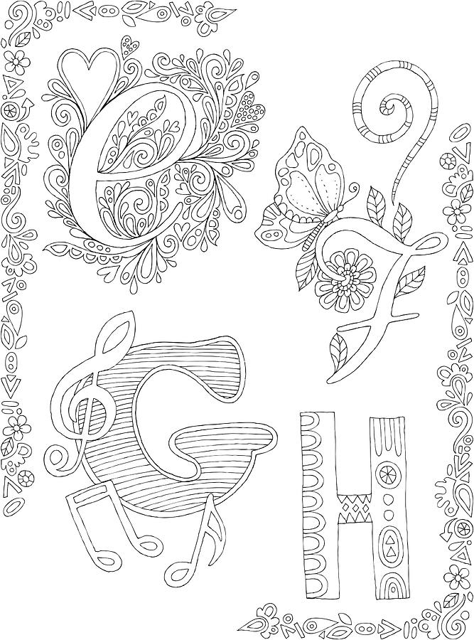 Coloring Digital Art - Letters & Words 25 by Hello Angel