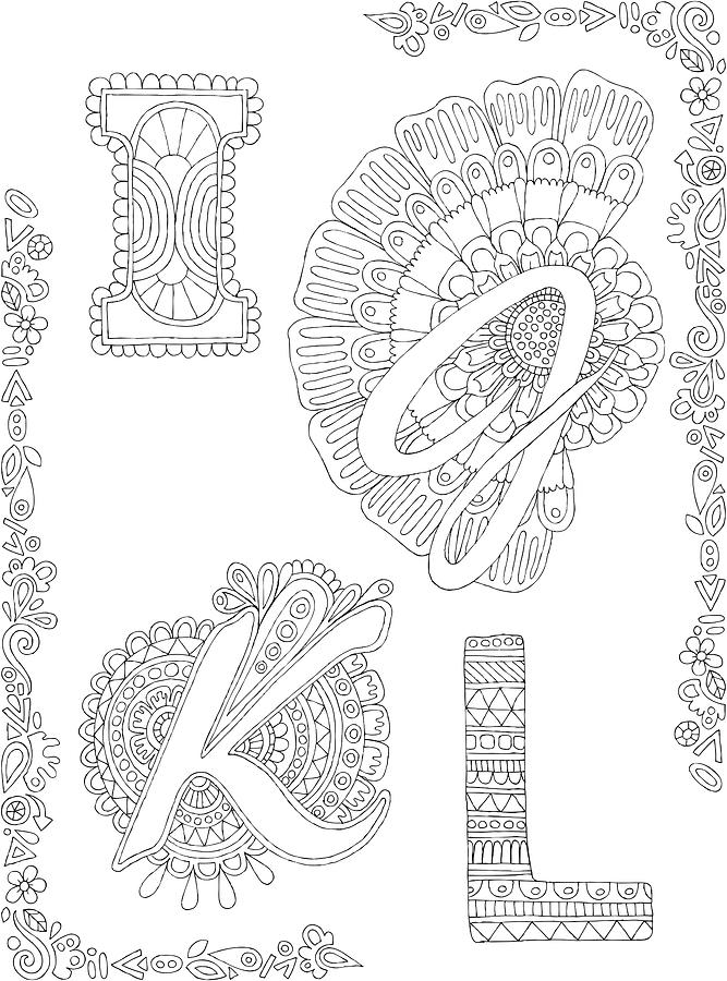 Coloring Digital Art - Letters & Words 26 by Hello Angel