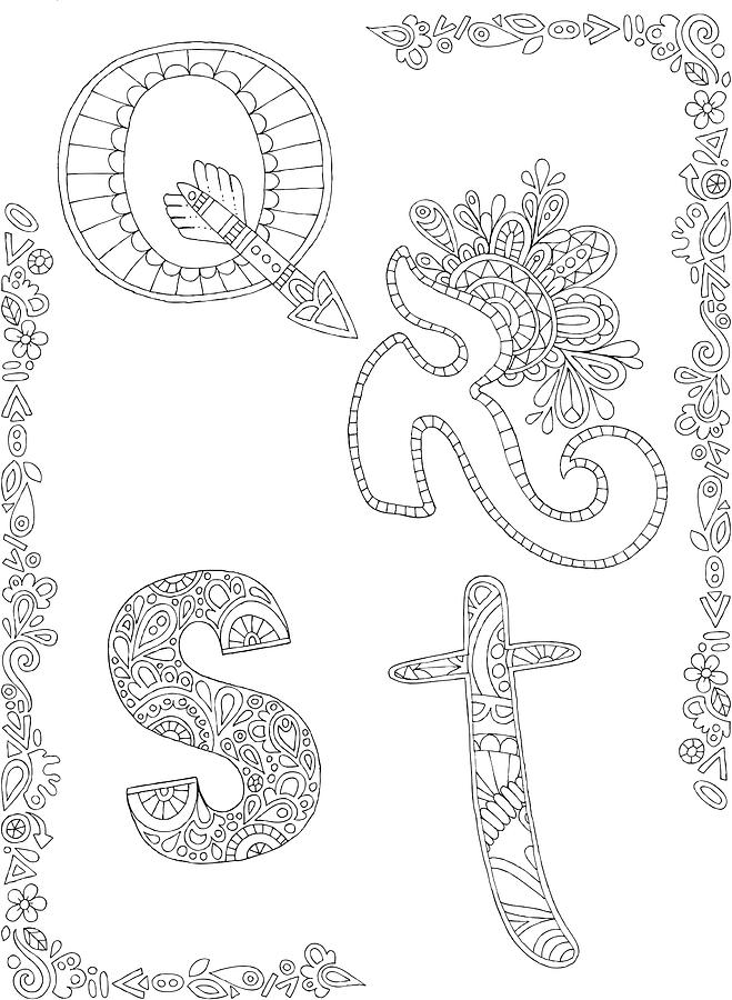 Coloring Digital Art - Letters & Words 28 by Hello Angel