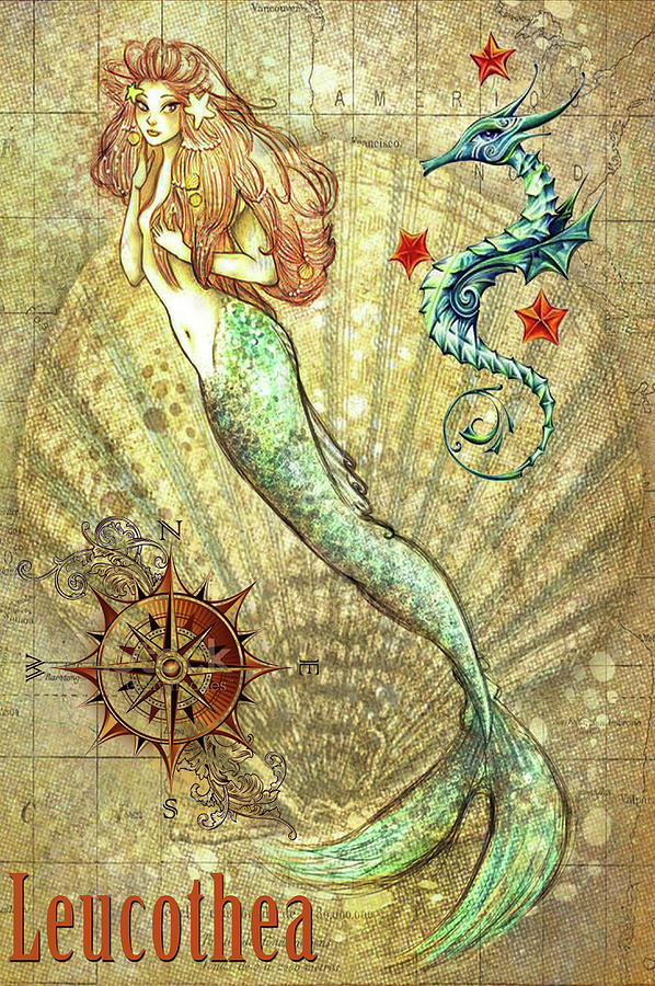 Vintage Digital Art - Leucothea - Goddess of the Seas Vintage Print by Greg Sharpe