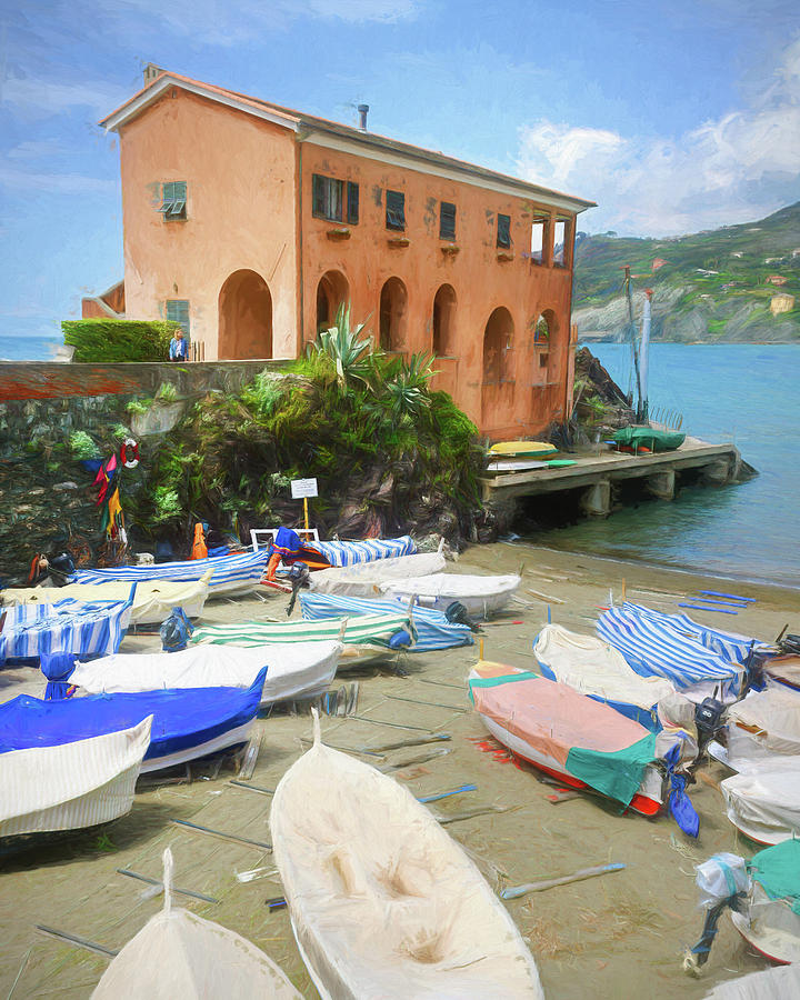 Levanto Boats Cinque Terre Italy Painterly Photograph by Joan Carroll