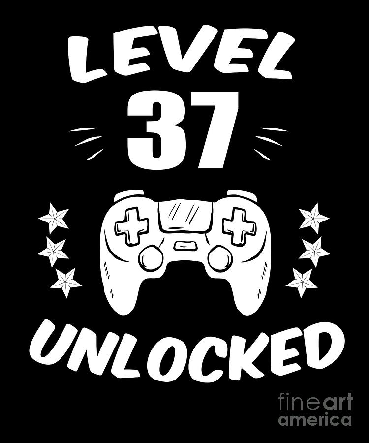 Level 37 Unlocked Video Gamer Birthday gift is a piece of digital artwork b...