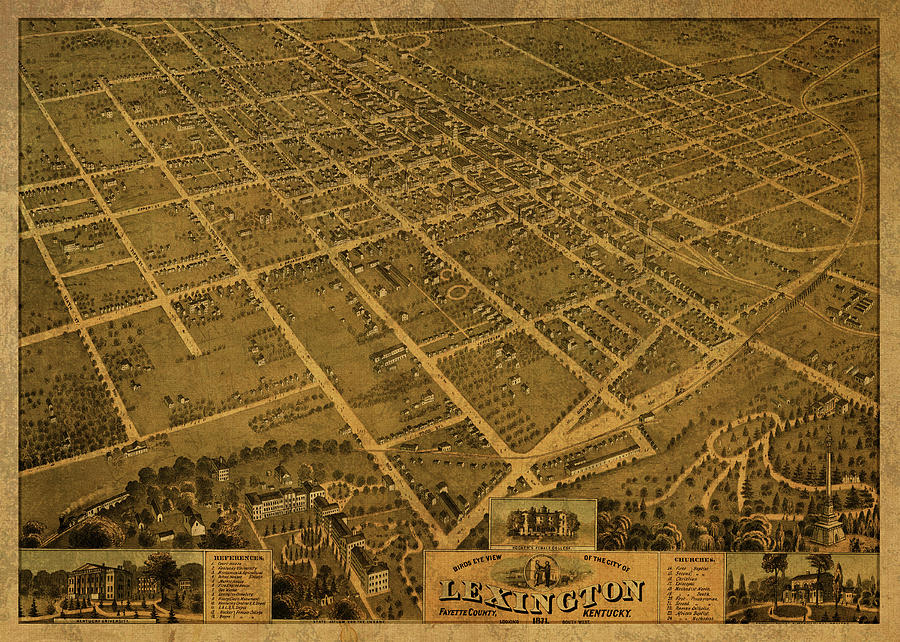 Lexington Mixed Media - Lexington Kentucky Vintage City Street Map 1871 by Design Turnpike