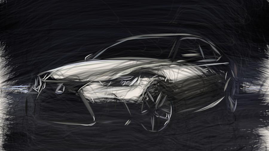 Lexus IS Drawing Digital Art by CarsToon Concept
