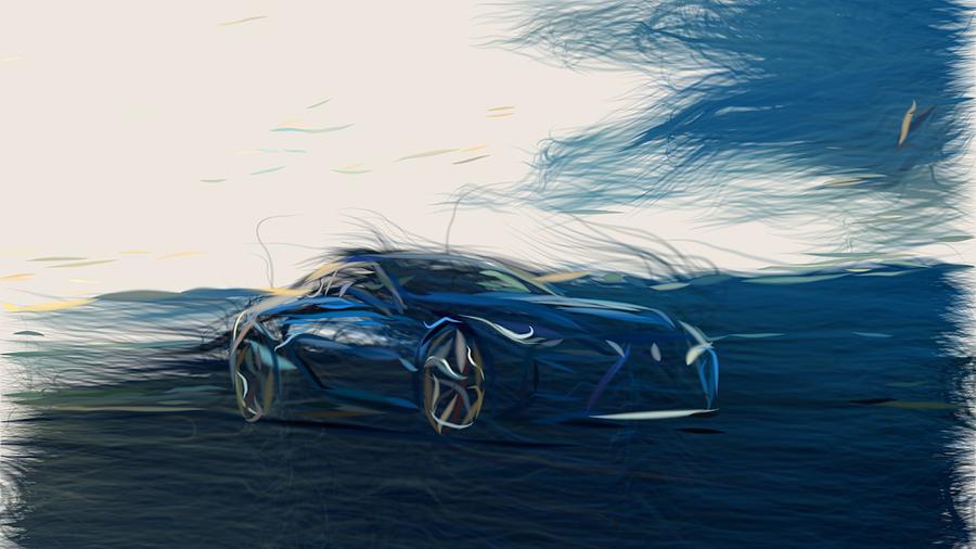 Lexus LC 500h Drawing Digital Art by CarsToon Concept