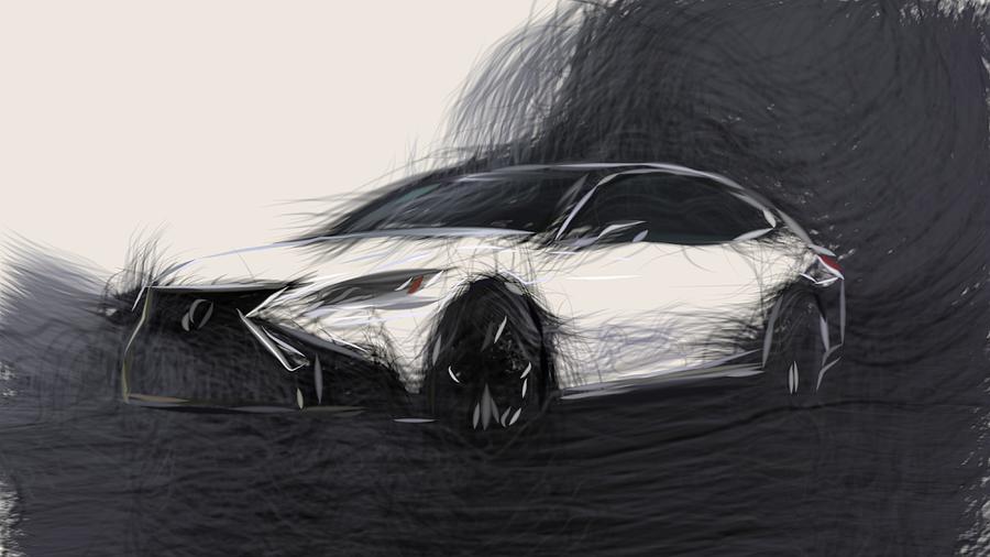 Lexus LS 500 F Sport Drawing Digital Art by CarsToon Concept