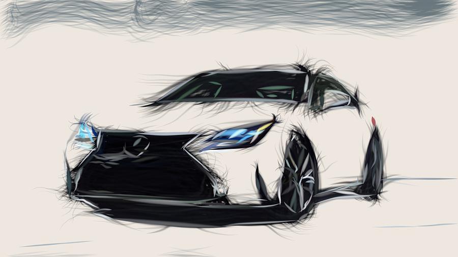 Lexus RC F Sport Draw Digital Art by CarsToon Concept