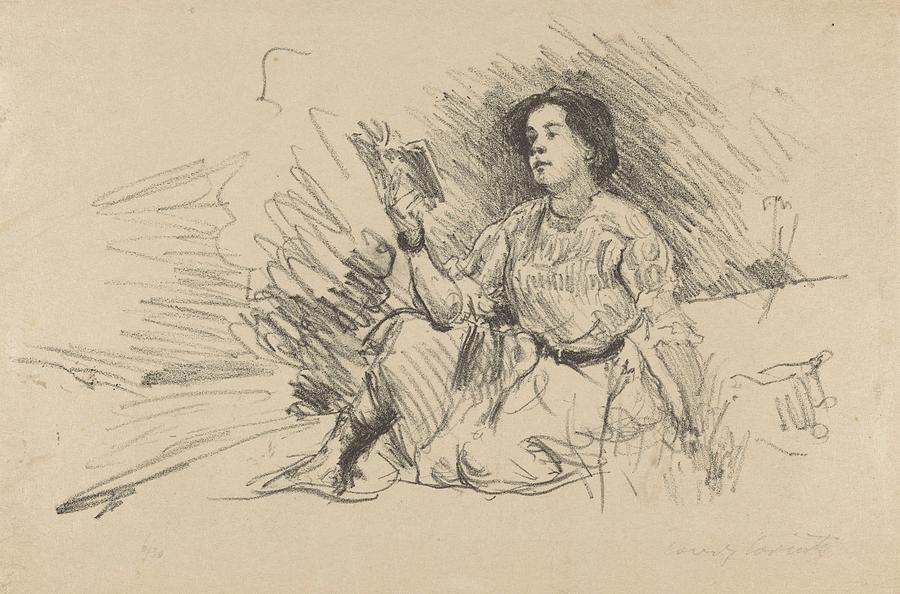 Lezend Meisje, Zittend Op De Grond Drawing by Lovis Corinth - Fine Art ...