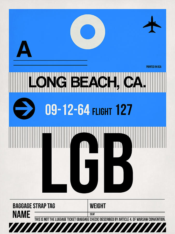 Long Beach Digital Art - LGB Long Beach Luggage Tag I by Naxart Studio