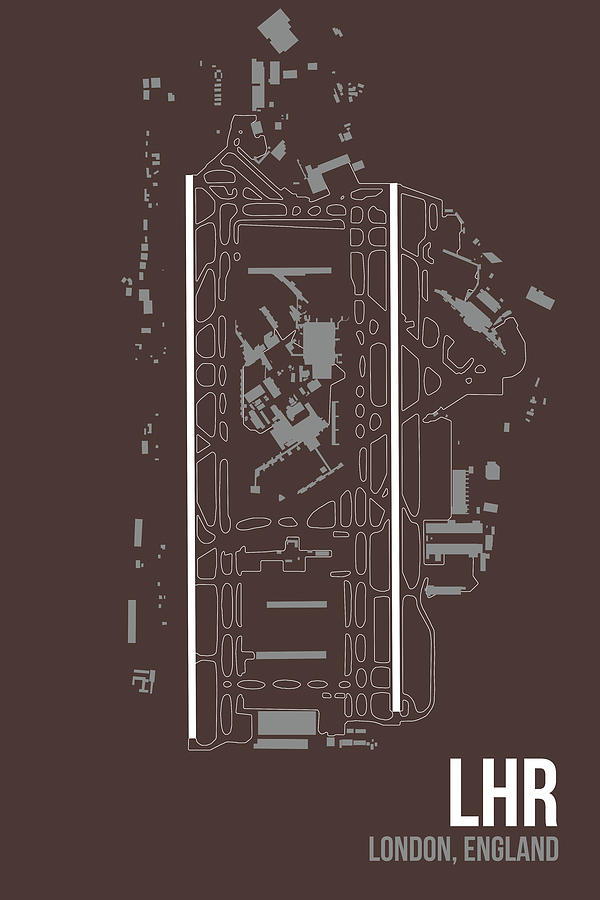 Typography Digital Art - Lhr Airport Layout by O8 Left