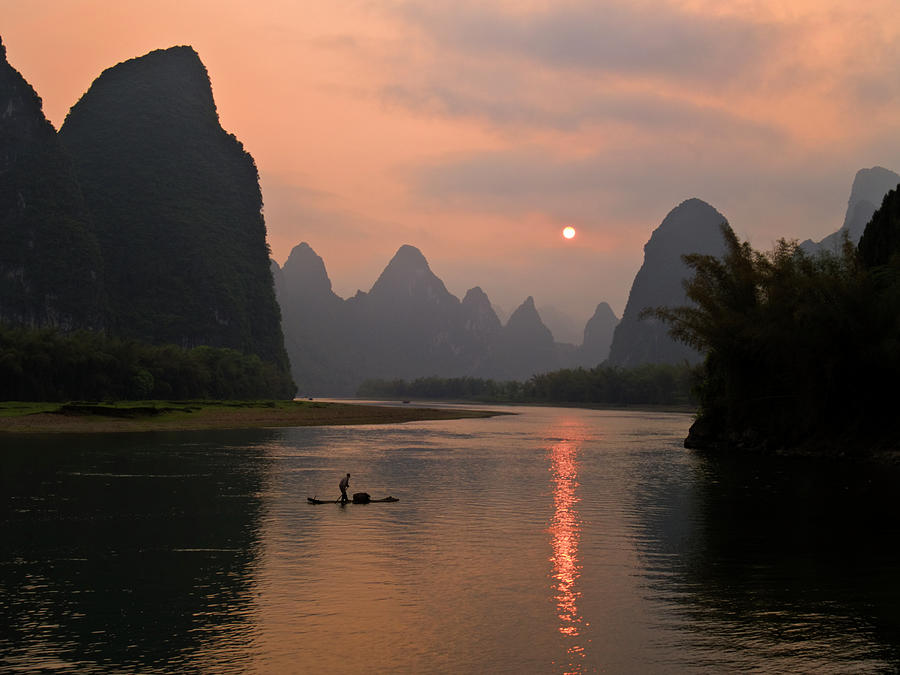 Li River At Sunset Photograph by Yuenwu