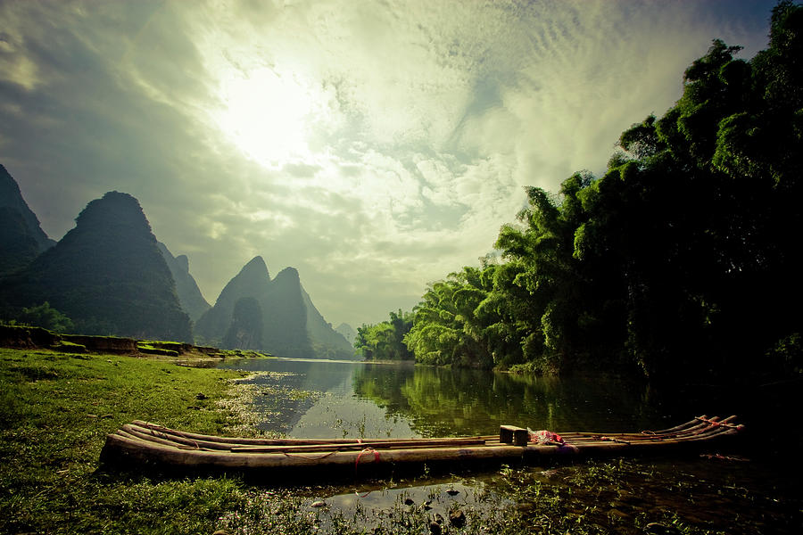 Li River Raft Photograph by James D Rogers