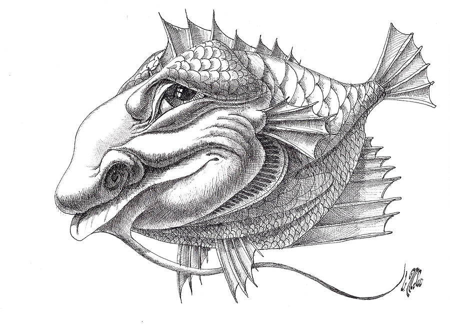 Liar fish Drawing by Victor Molev