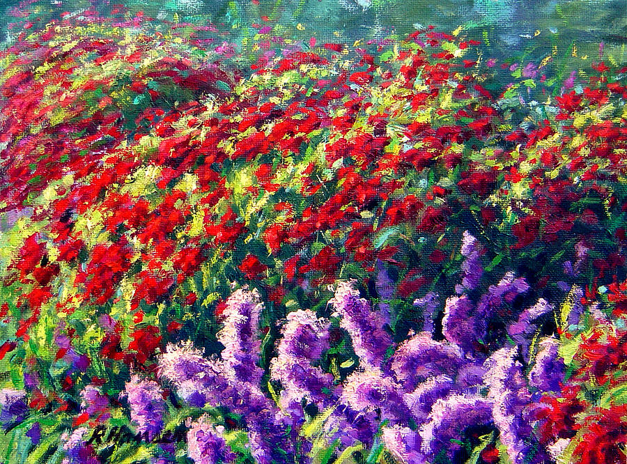 Flower Painting - Purple Liatrus with BeeBalm by Rick Hansen