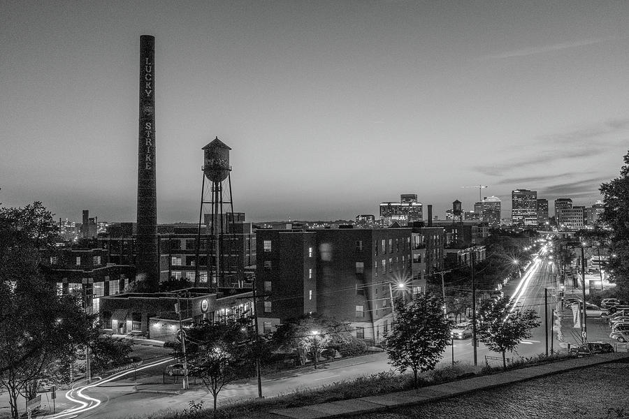 Richmond Skyline Photograph - Libby Hill at Night In Black and White by Doug Ash