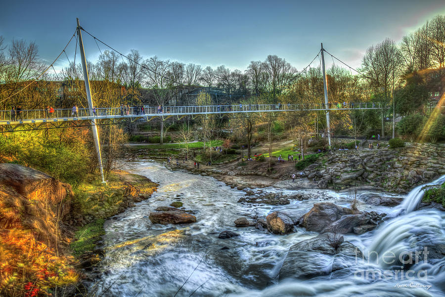 Liberty Bridge Reedy River Falls Park Greenville South Carolina Art Photograph by Reid Callaway