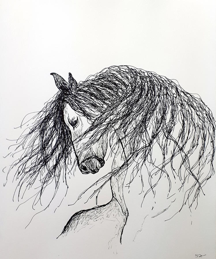 Horse Print Abstract Horse Drawing Black and White Minimalist  Etsy  Horse  art Horse art print Charcoal sketch