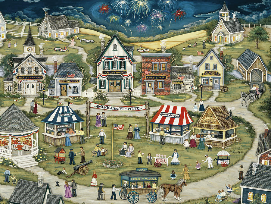 Church Painting - Liberty Village Celebration by Ann Stookey
