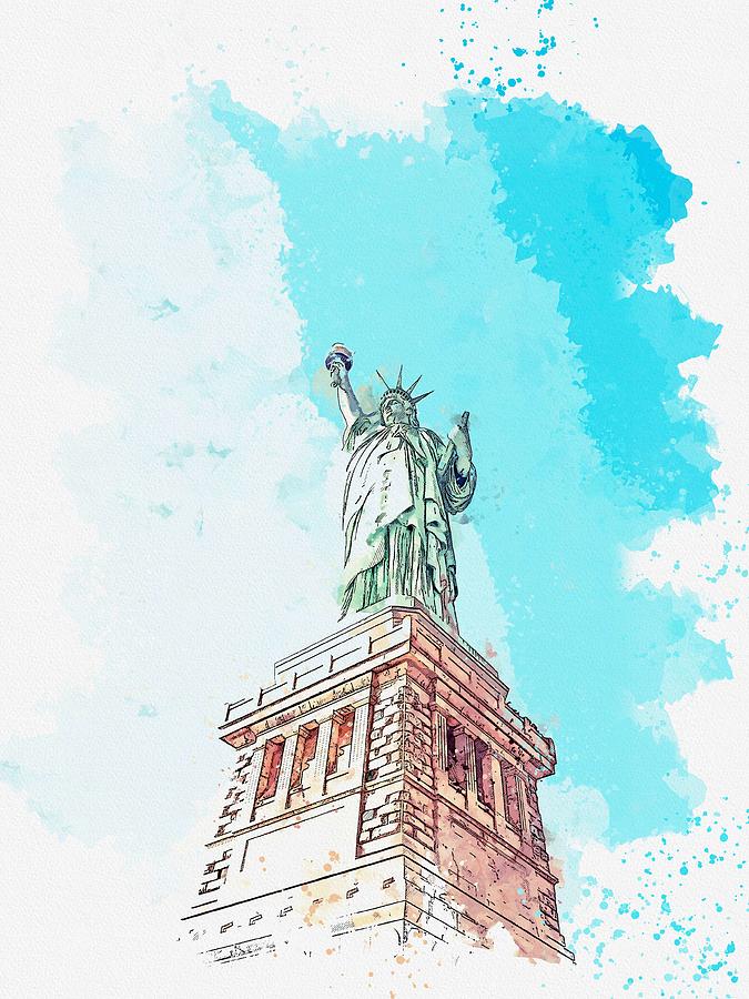 Liberty -  watercolor by Ahmet Asar Painting by Celestial Images