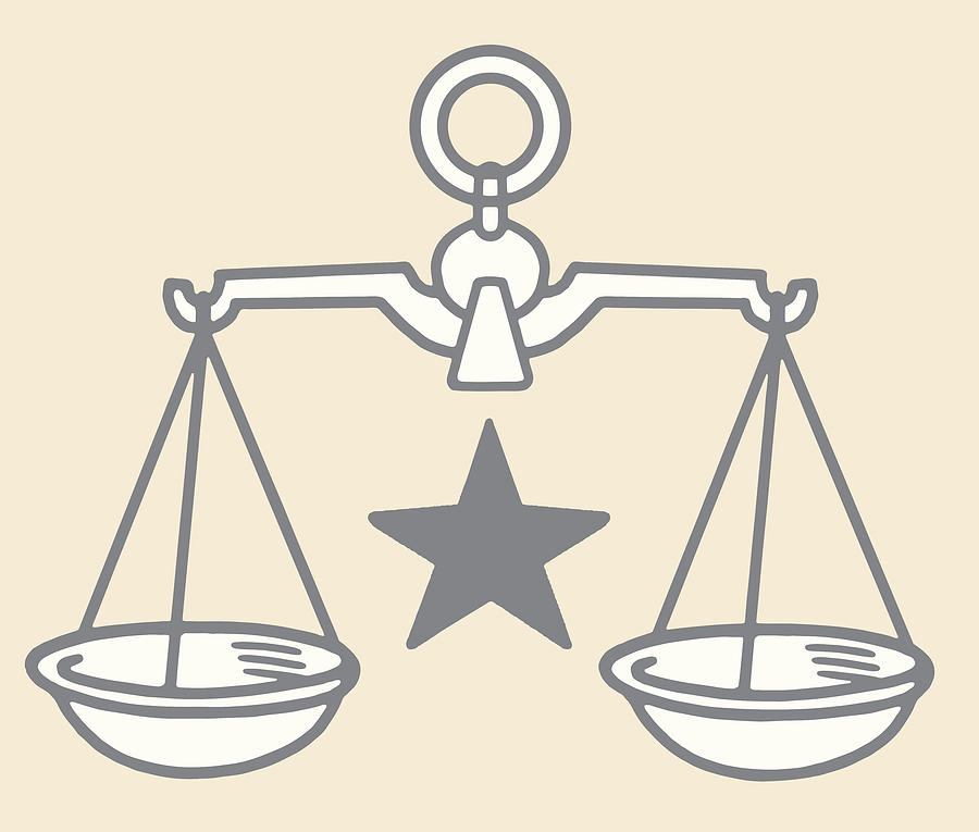 Zodiac Libra Sign, Balance Scales, Outline Drawing