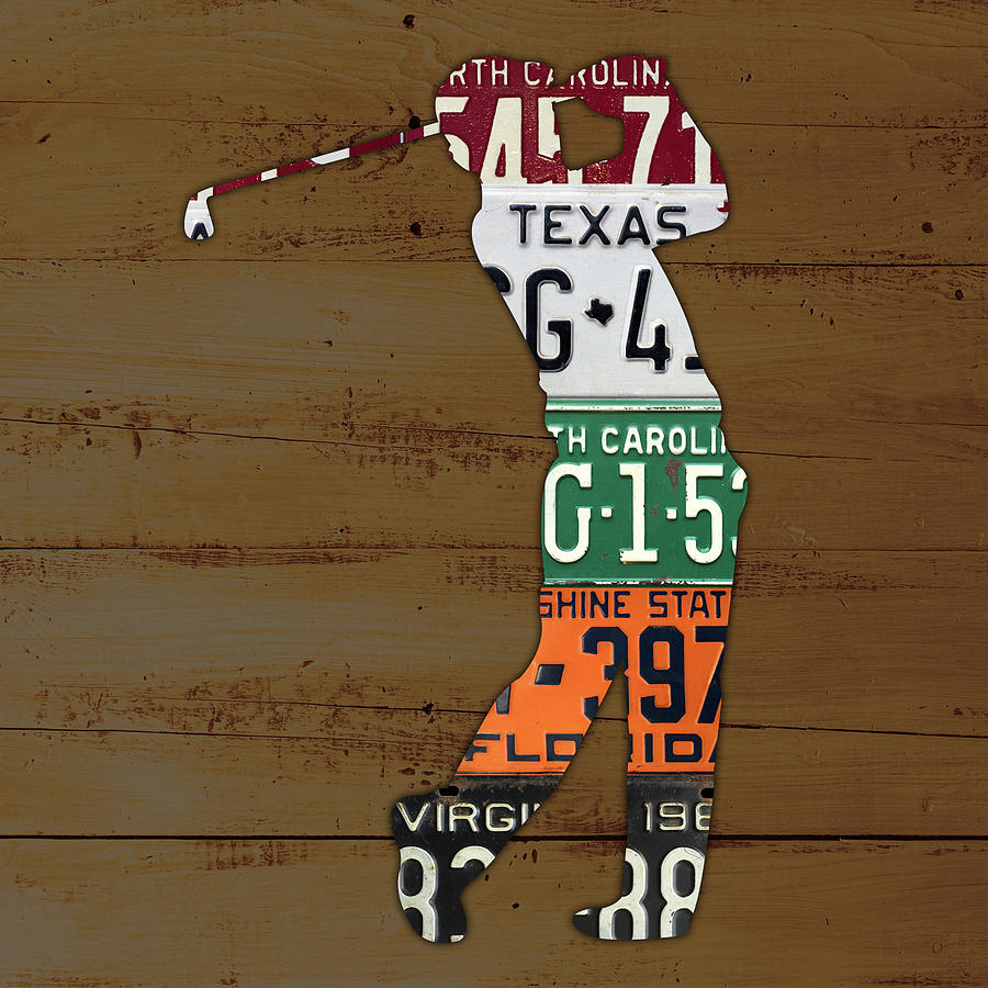 License Plate Mixed Media - License Plate Golfer Art Custom by Design Turnpike License Plate Mixed Media - License Plate Golfer Art Custom by Design Turnpike