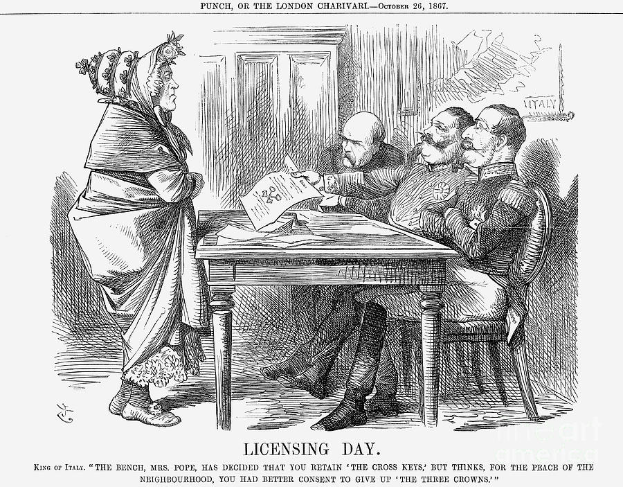 Licensing Day, 1867. Artist John Tenniel Drawing by Print Collector