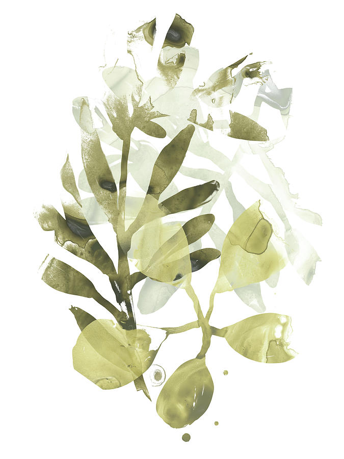 Botanical Painting - Lichen & Leaves II by June Erica Vess