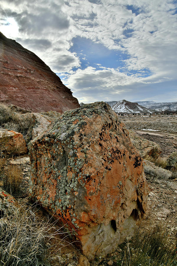 Lichen Covered Boulder Beneath Red Point Photograph by Ray Mathis