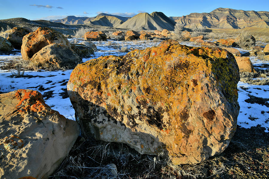 Lichen Covered Boulders at Book Cliffs Photograph by Ray Mathis