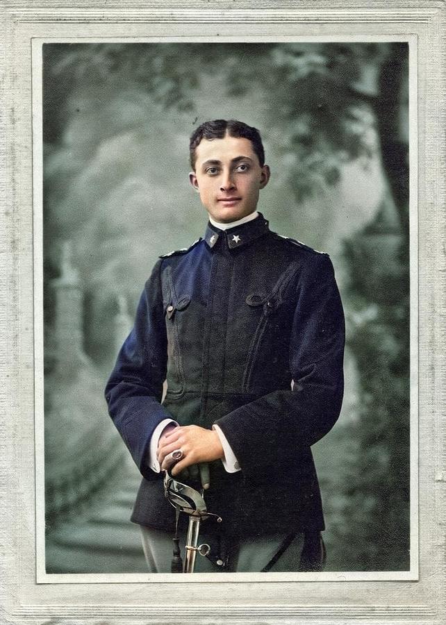 Lieutenant Photo on cardboard of an Italian infantry lieutenant by an anonymous photographer. 1903 c Painting by Celestial Images